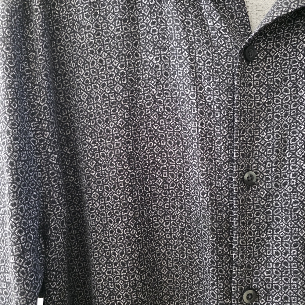 Tommy Bahama Silk Button Down Shirt Black Patterned XL - Picture 4 of 13